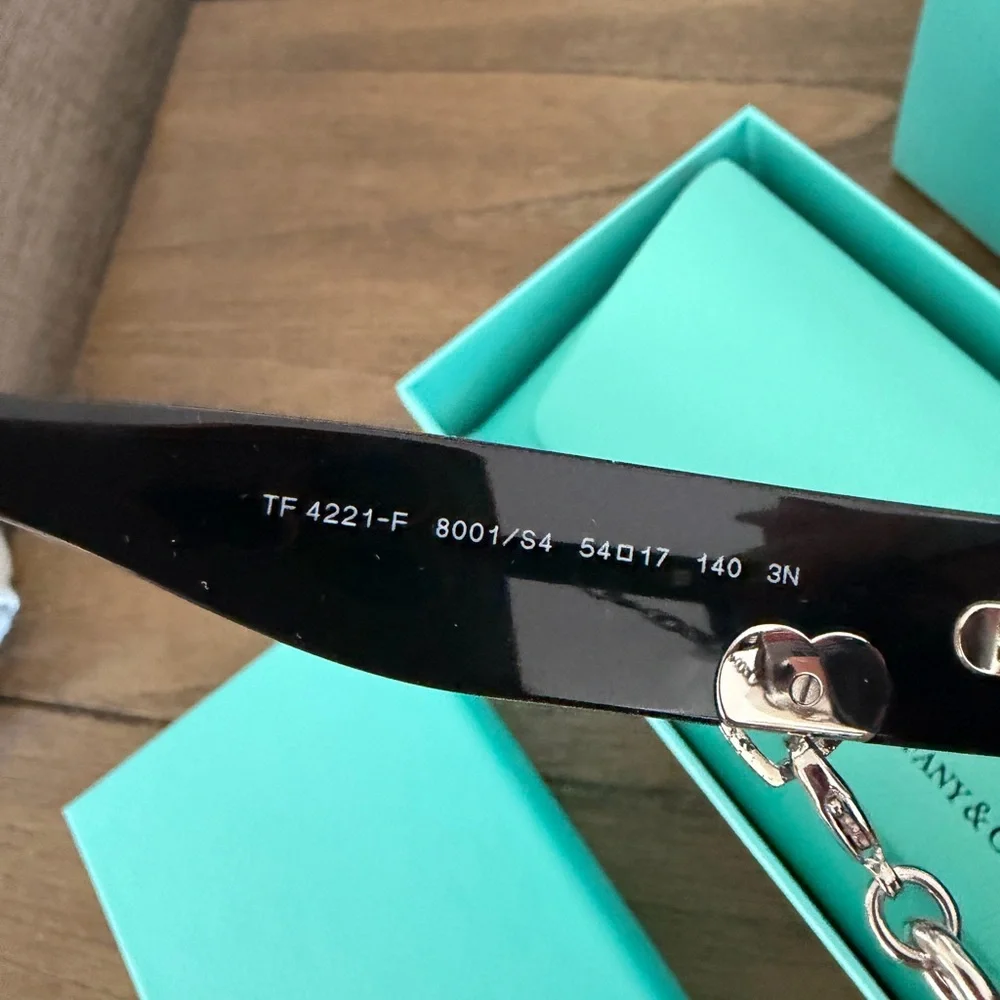 Tiffany & Co. Black Sunglasses with Silver Chain - Picture 4 of 10